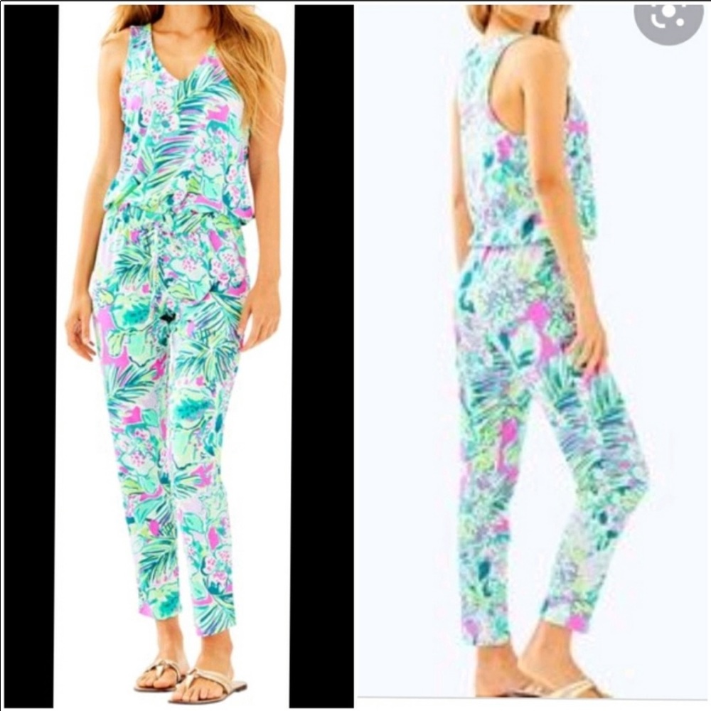 EUC Lilly Pulitzer Paulina Jumpsuit Early Bloomer